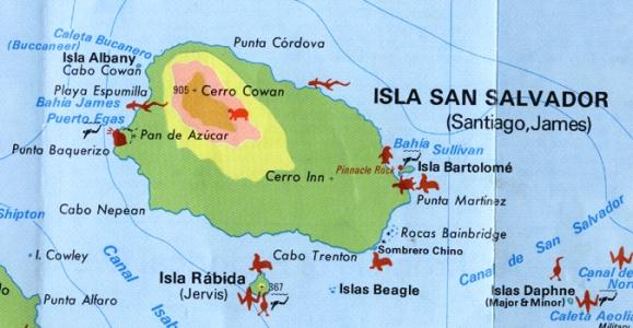 Karte von Santiago und den umliegenden Inseln
