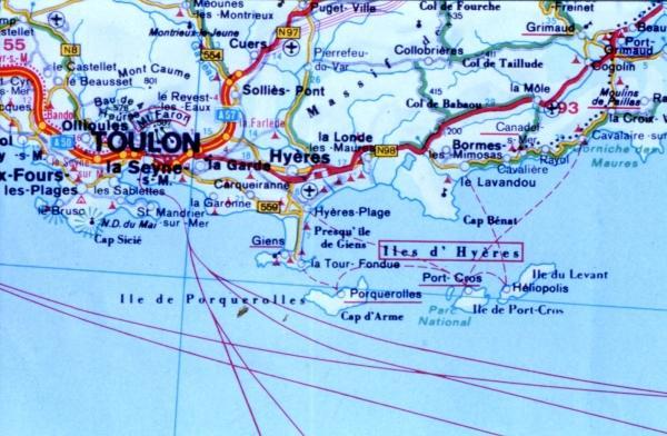 Kartenausschnitt Toulon - Hyères
