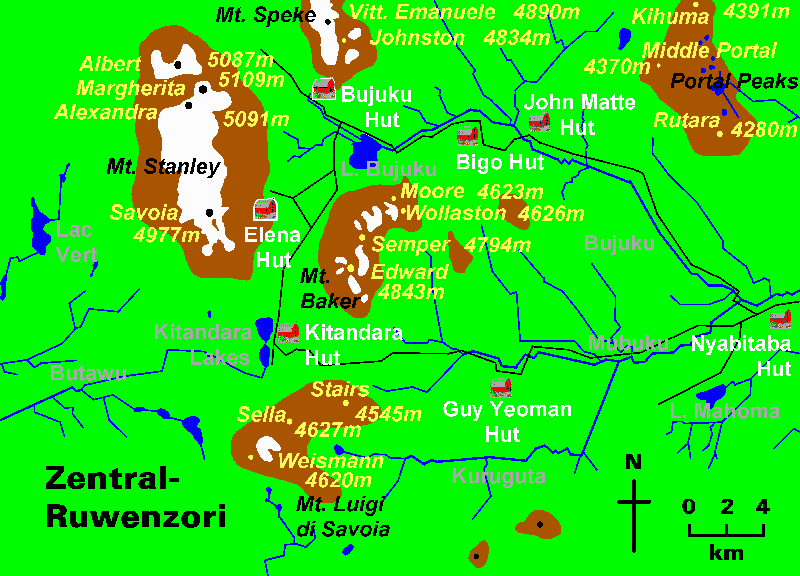 Karte Ruwenzori