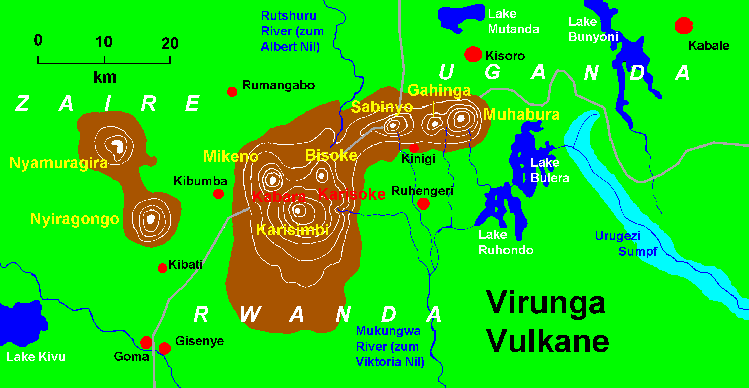Karte Virunga-Vulkane